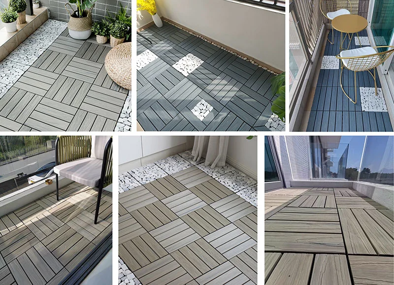 Best Price Made in China Home Decoration Building Material Bathroom Kitchen Flooring Tile Wood Plastic Composite WPC DIY Decking Tile with Plastic Base Decking