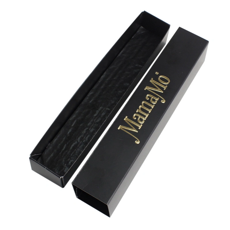Black Art Paper Gift Packaging Box Nice Texture Case and Bottom Box with Metal/Gold 3D Emboss Foil