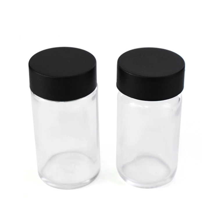 39mm Custom Logo Printing Wide Mouth Straight Sided Clear Glass Container Jars for 5packs Pre-Rolls