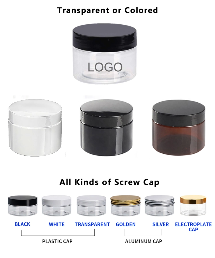 Custom Printed Lotion Cosmetic Packaging Containers Jar Empty Round 60ml 2oz Plastic Jars with Lids