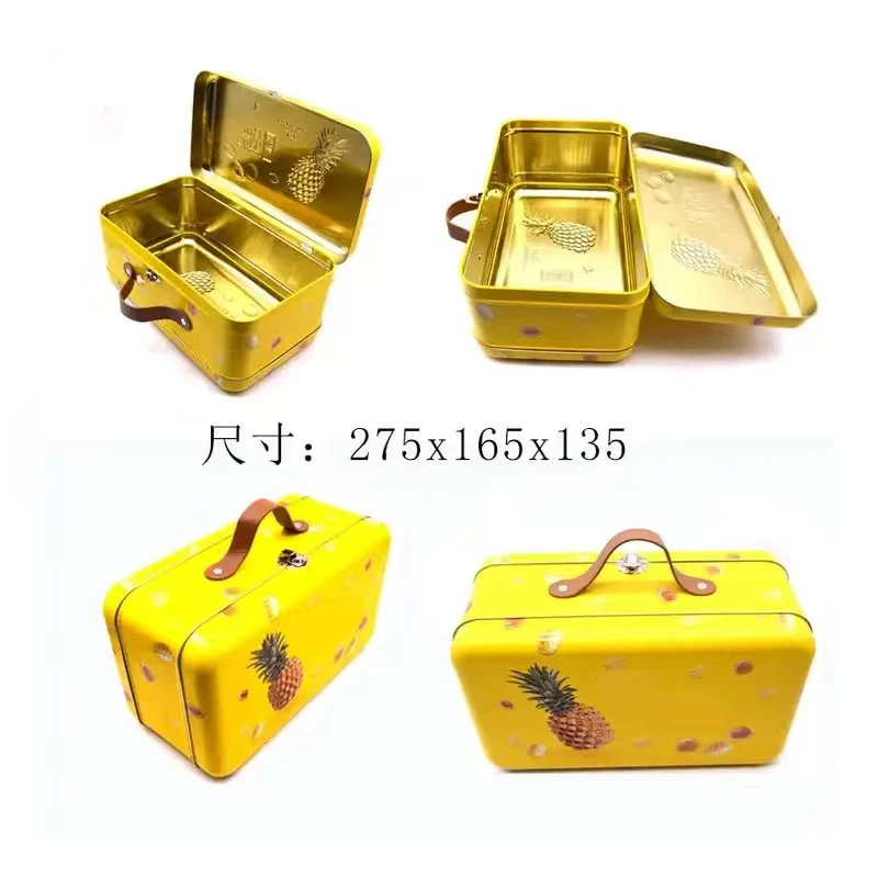 Large Portable Gift Box Recycled Material Metal Cans with Handle and Lock