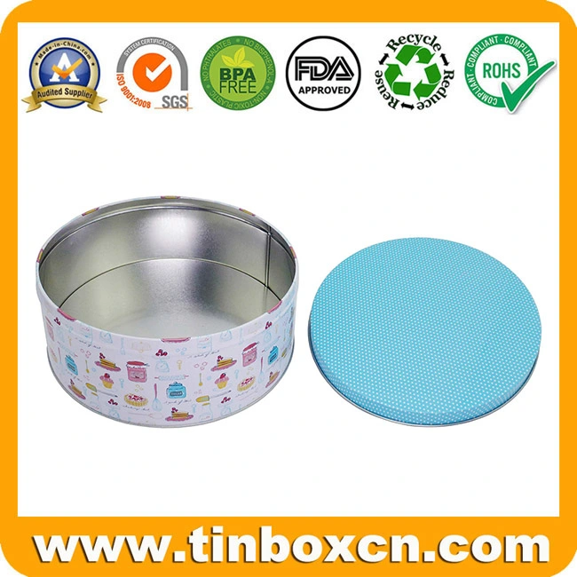 Custom Large Metal Food Can Storage Box Round Cake Bread Bakery Tin