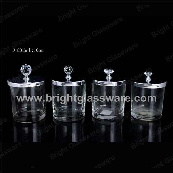 High Quality Transparent Candle Glass Jar with Decorative Metal Lid