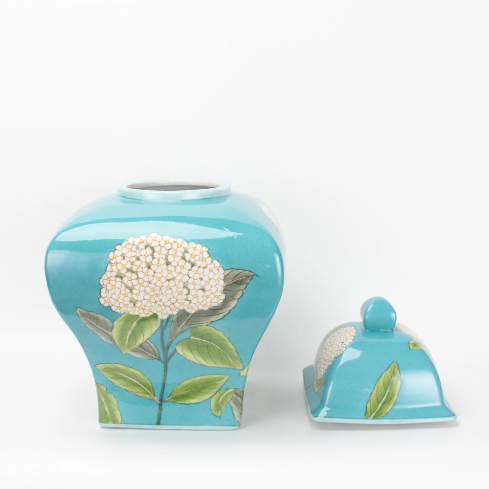 J152 Japanese Porcelain Hand Painting Blue Flower Vase Spring Decorative Storage Bottles Ceramic Jars for Home Decor