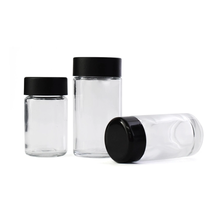 88mm Cr Glass Pre-Roll Jar &ndash; Clear Black, Wide Mouth Multipack Straight Side Clear Glass Jars for Pre-Rolls