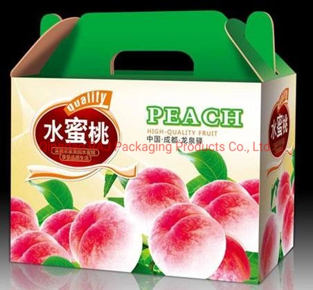 Printed Corrugated Paper Carton Box Fruit Vegetable Packing with Handle