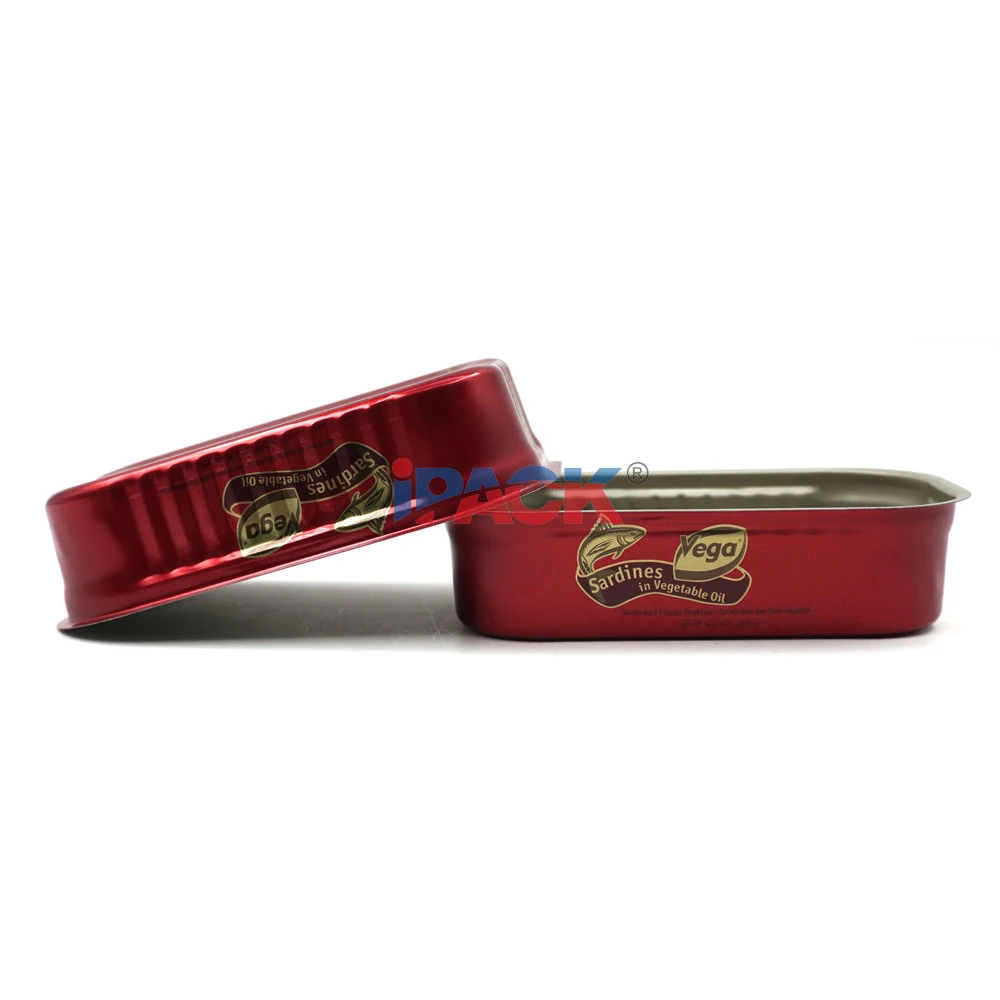 311# Wholesale Food Tin Can Manufacturer Supply 125g Club Can for Sardine Square Tin Can with Eoe Lid