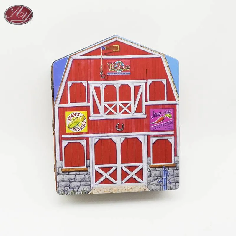 House-Shaped Playset Puzzle Game Lock Catch Hinge Large Metal Tin Box