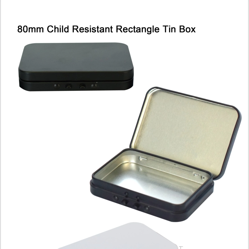 Airtight Child Resistant Tins Small Pre Rolled Tin - Child Resistant - Black Pre Rolling Metal Tin Case with Custom Design