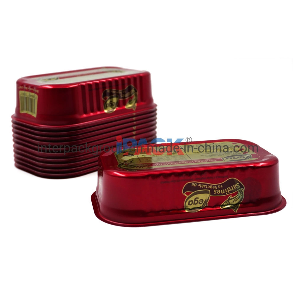 311# Wholesale Food Tin Can Manufacturer Supply 125g Club Can for Sardine Square Tin Can with Eoe Lid