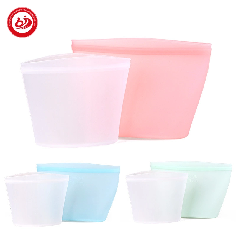 Leakproof Multi-Sizes Online Food Storage Bag Silicone Snack Container Keep Food Fresh Zipper Locked Bag