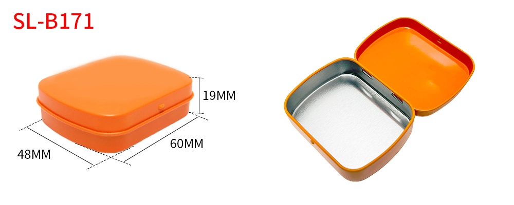 Wholesale Hinged Lid Tinplate Box Storage Container Rectangular Metal Packaging Food Grade Mint Tin Can for Mint