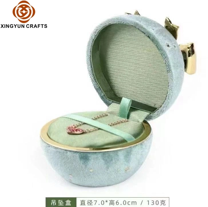 Hot Selling Special Round Shape Blue Metal Jewelry Package Box Small Leatherette Ring Box Wholesale