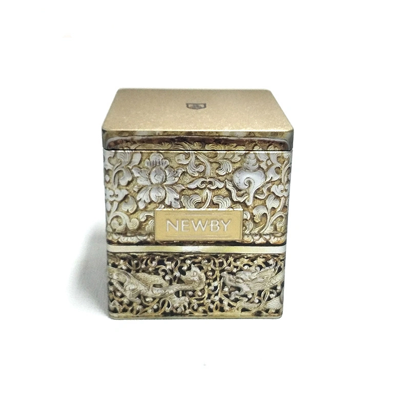 Custom Embossed Airtight Green Tea Black Tea Packaging Metal Square Tin Can