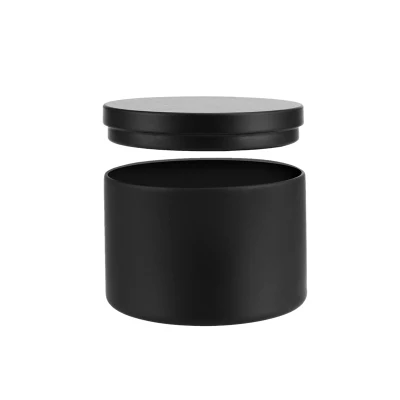  Оптом 8oz пустая тазна с крышкой для изготовления конфет Круглые черные металлические контейнеры для конфет