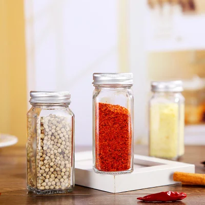 Кухня 4oz прозрачное прямоугольное Крузное квадратное стекло Спис для хранения кувшина С металлической крышкой стеклянная бутылка со шпиком