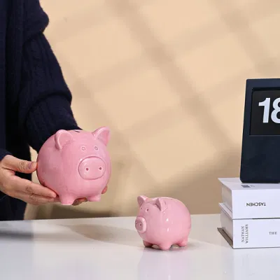  Ручной работы Piggy Bank Розовый банк денег Керамические формы щуки Индивидуальный логотип Коин Счетчик Box Сохранение пользовательского дизайна Главная Декоративная