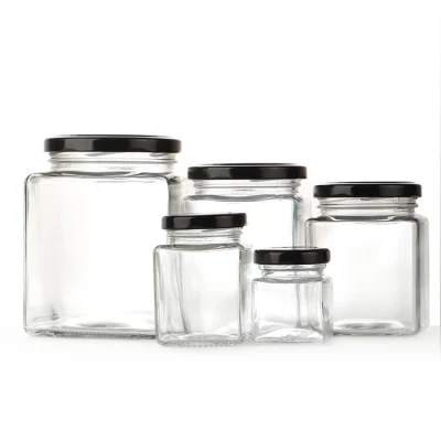  Top Grade 2oz 5oz 10oz Square Food Glass jar Honey Стеклянный кувшин для замятия