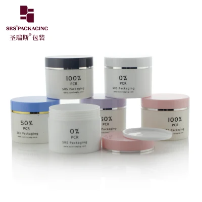 Экологически безопасный PCR пустой PP 100 г 200 г 300 г 400 г 500 г. Bamboo Plastic Round Cosmetic Packaging Skin Care диспенсер для стекла без Airless Крем для лица из кожи акрил-ПЭТ-кувшин