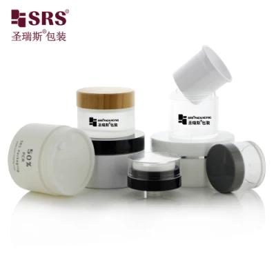  Экологически безопасный PCR пустой PP 100 г 200 г 300 г 400 г 500 г. Bamboo Plastic Round Cosmetic Packaging Skin Care диспенсер для стекла без Airless Крем для лица из кожи акрил-ПЭТ-кувшин