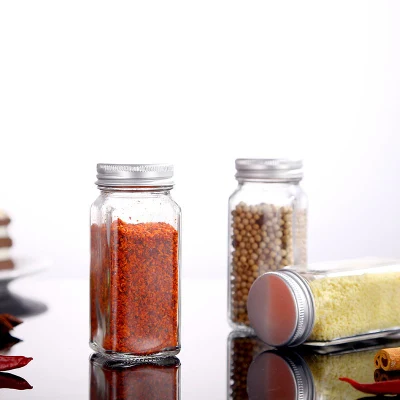 Кухня 4oz прозрачное прямоугольное Крузное квадратное стекло Спис для хранения кувшина С металлической крышкой стеклянная бутылка со шпиком
