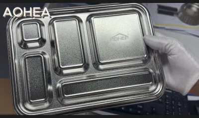 Aohea Горячая Продажа 5 compart Нержавеющая сталь Металл оловка вне помещений Школьный офис Дети Дети Дети с многоразовой изоляцией Бенту Дневной ящик