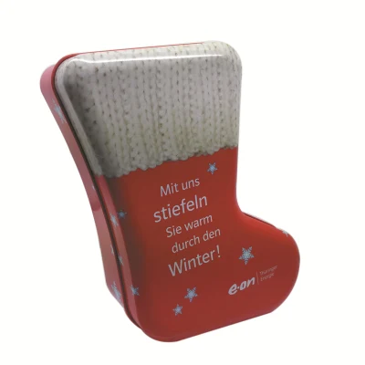  Custom уникальный декоративный Рождество Стоковая Sock формы подарочной упаковки Тин в салоне