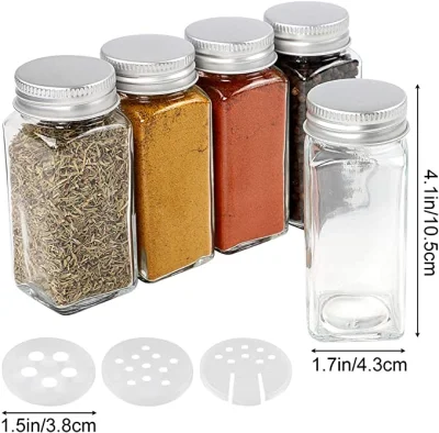 Дизайн логотипа Сквер из стекла Спайс Jars с шакерными крышками, бутылка Bamboo Lids Spice