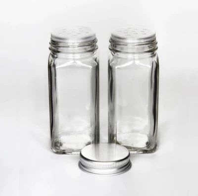 Дизайн логотипа Сквер из стекла Спайс Jars с шакерными крышками, бутылка Bamboo Lids Spice