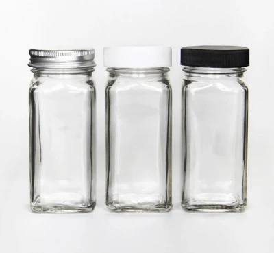 Дизайн логотипа Сквер из стекла Спайс Jars с шакерными крышками, бутылка Bamboo Lids Spice