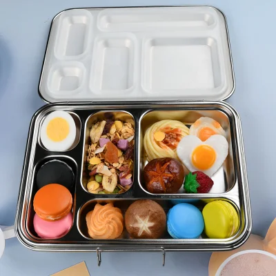  Aohea Kids Tin Дневной ящик 5 секций Бенту Box Plant Обеденный ящик из нержавеющей стали Bento