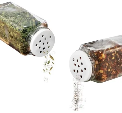 Дизайн логотипа Сквер из стекла Спайс Jars с шакерными крышками, бутылка Bamboo Lids Spice