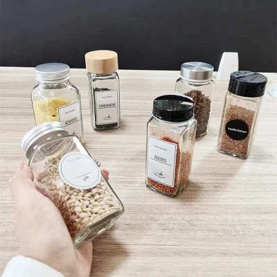 Кухня 4oz прозрачное прямоугольное Крузное квадратное стекло Спис для хранения кувшина С металлической крышкой стеклянная бутылка со шпиком