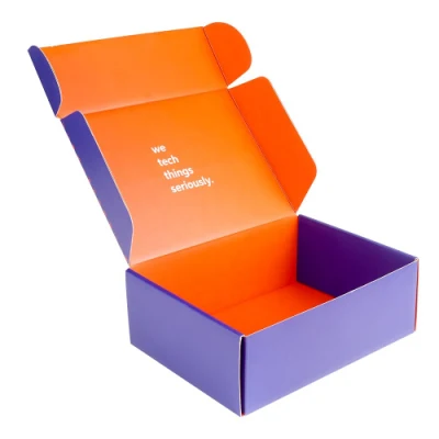  Оптовая упаковка Специальная доставка продуктов фиолетовые цвета упаковки Mailer Box с. Печать логотипа