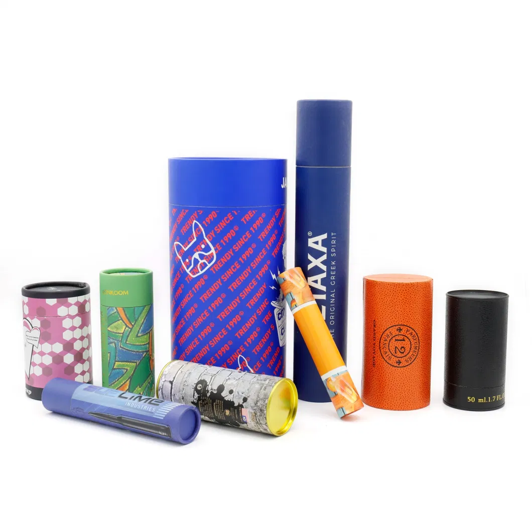 Custom Printing Cardboard Cylindrical Roll Packing Gift Packaging Tea Cosmetic Perfume Potato Chip Jar Wine Jewelry Makeup Brush Paper Box Package Cans