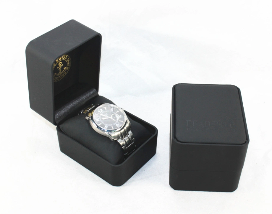 High Grade Rectangle PU Leather Watch Gift Box, Jewelry Box Custom Metal Foil Logo, Small Quantity Is Acceptable