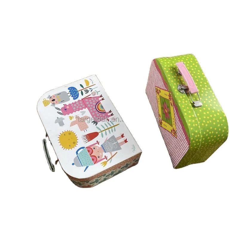 Suitcase Box Children Cardboard Gift Paper Suitcase Baseball Box Handle Mini Sport Suitcase Box with Metal Handle