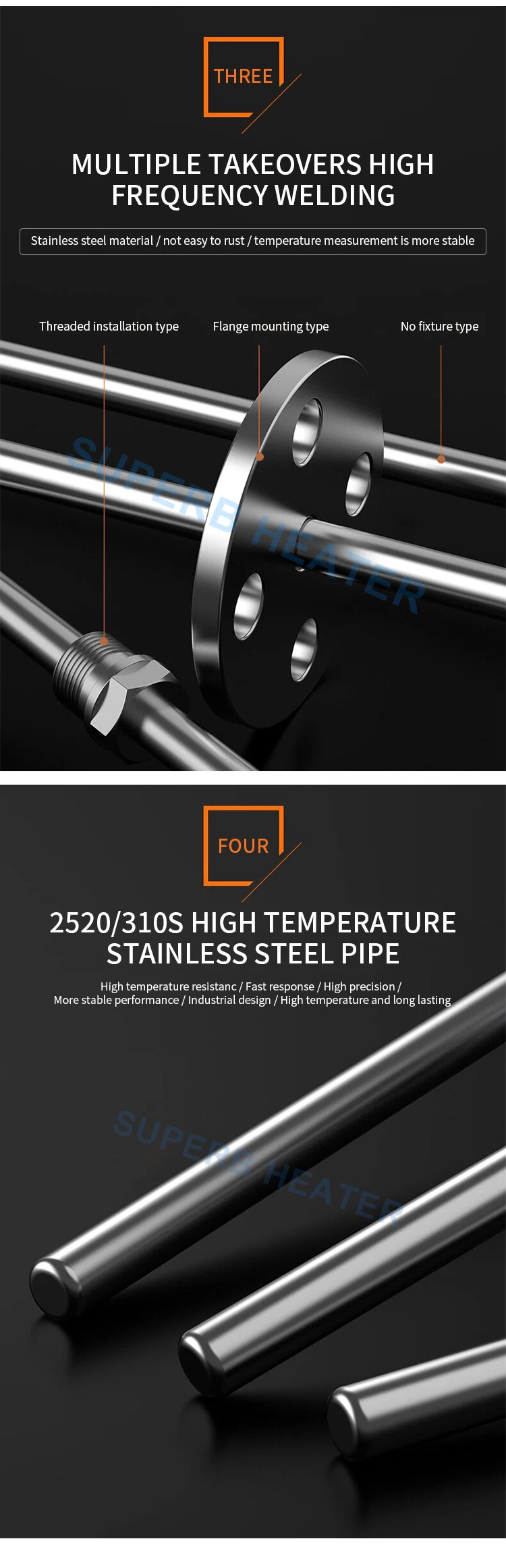 High Temperature K/R/S/B Type Thermocouple with Ceramic Protecting Tube