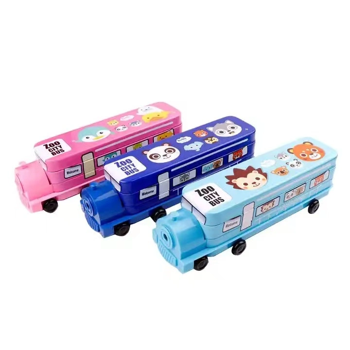 Can Be Customized Tin Train Shape Multi-Function Pencil Case Sharpener
