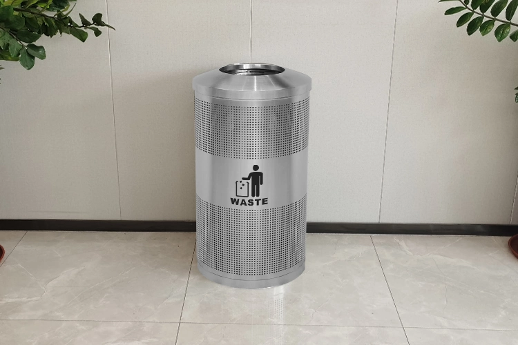 Modern Design Metal Rubbish Waste Bin Large Recycle Trash Can