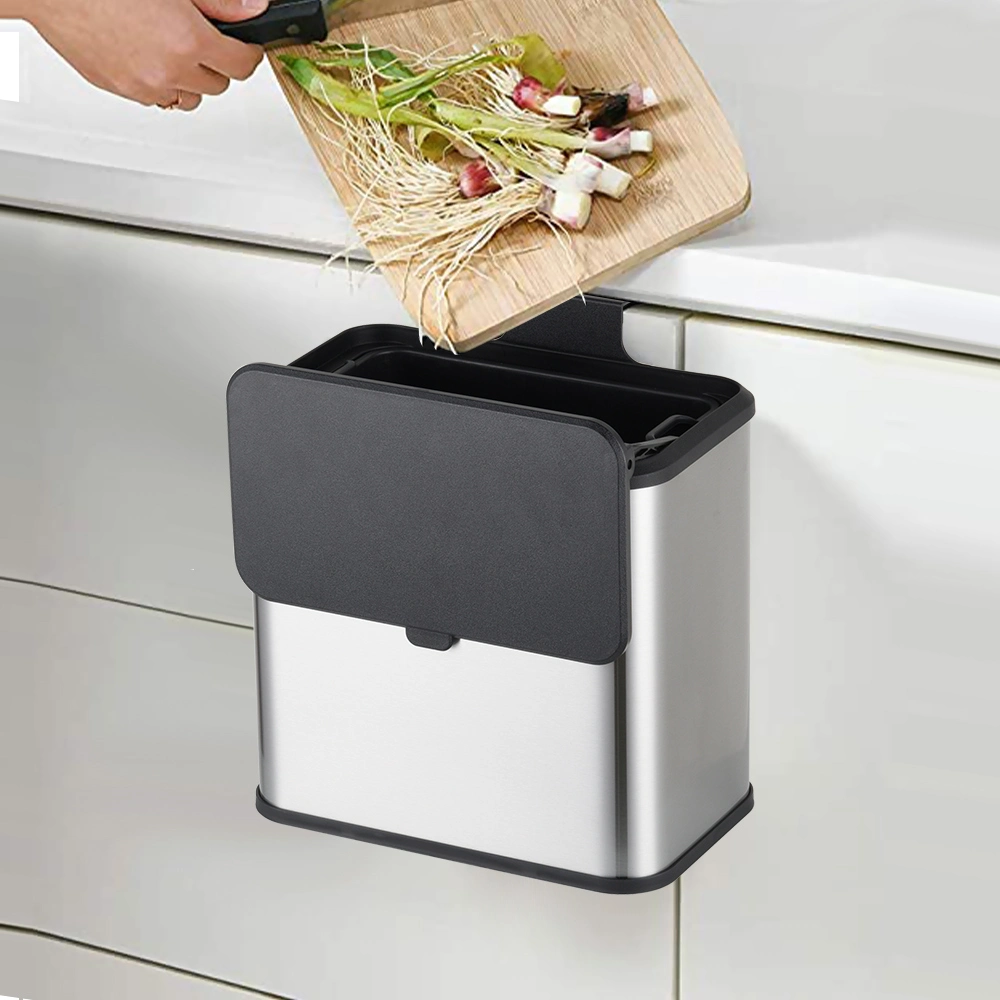 Wall Mounted Compost Bin Hanging Trash Can with Lid Compost Bucket