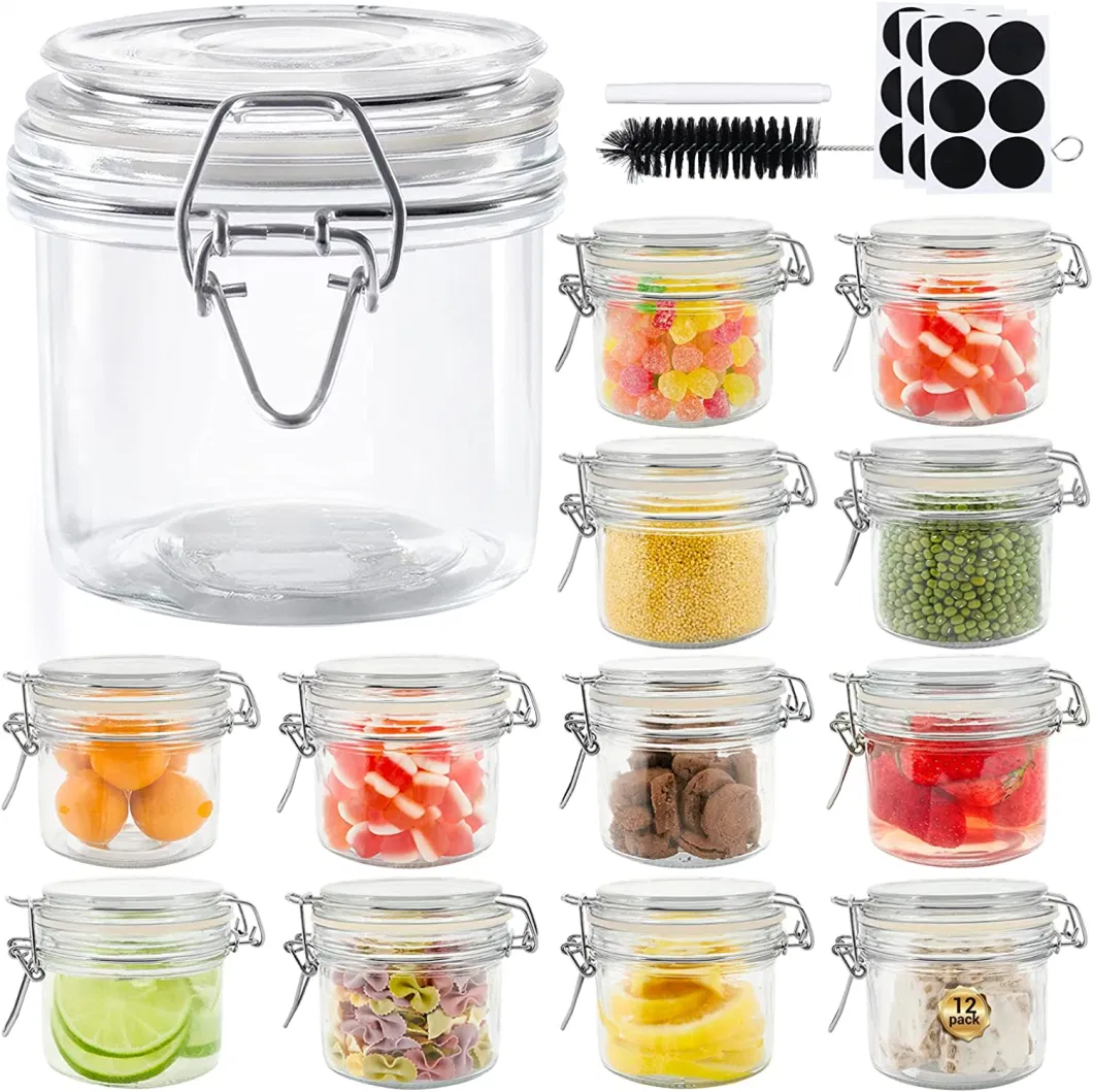 200ml Mason Jar with Sealable Lid, Glass Storage Jar with Leakproof Rubber Gasket Clear Small Sealing Mason Jar for Jam/Sugar/Confectionery/Cookies/Tea