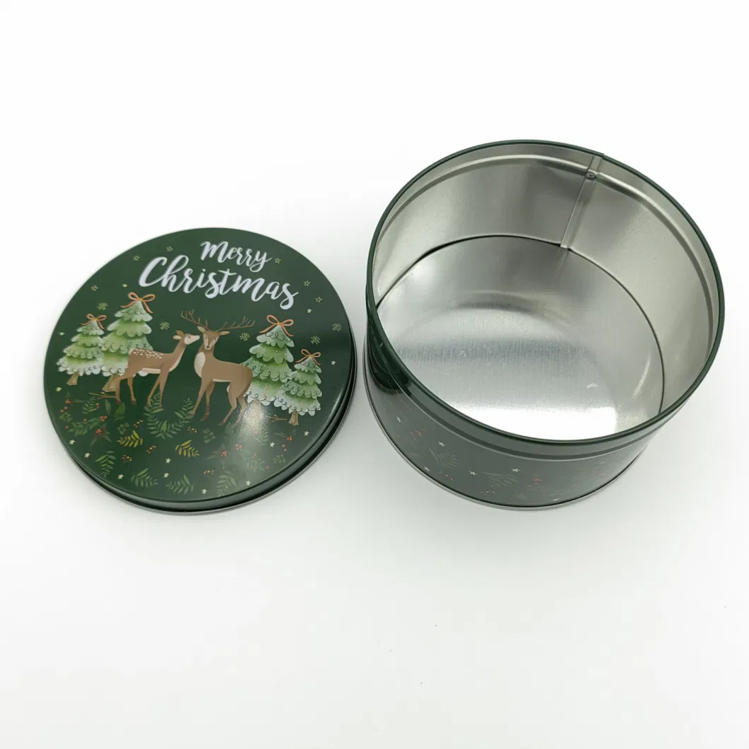 Christmas Gift Box Popular Style Metal Round Tin Can Candy Tin Box