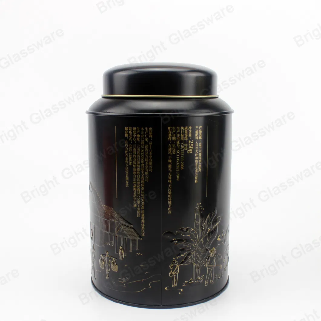 Wholesale Food Grade Round Metal Tin Box Large Airtight Empty Tea Can Tin Container