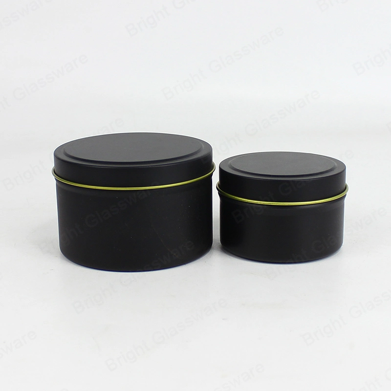 Candle Travel Jar Round Matte Black Tin Box for Candle Use