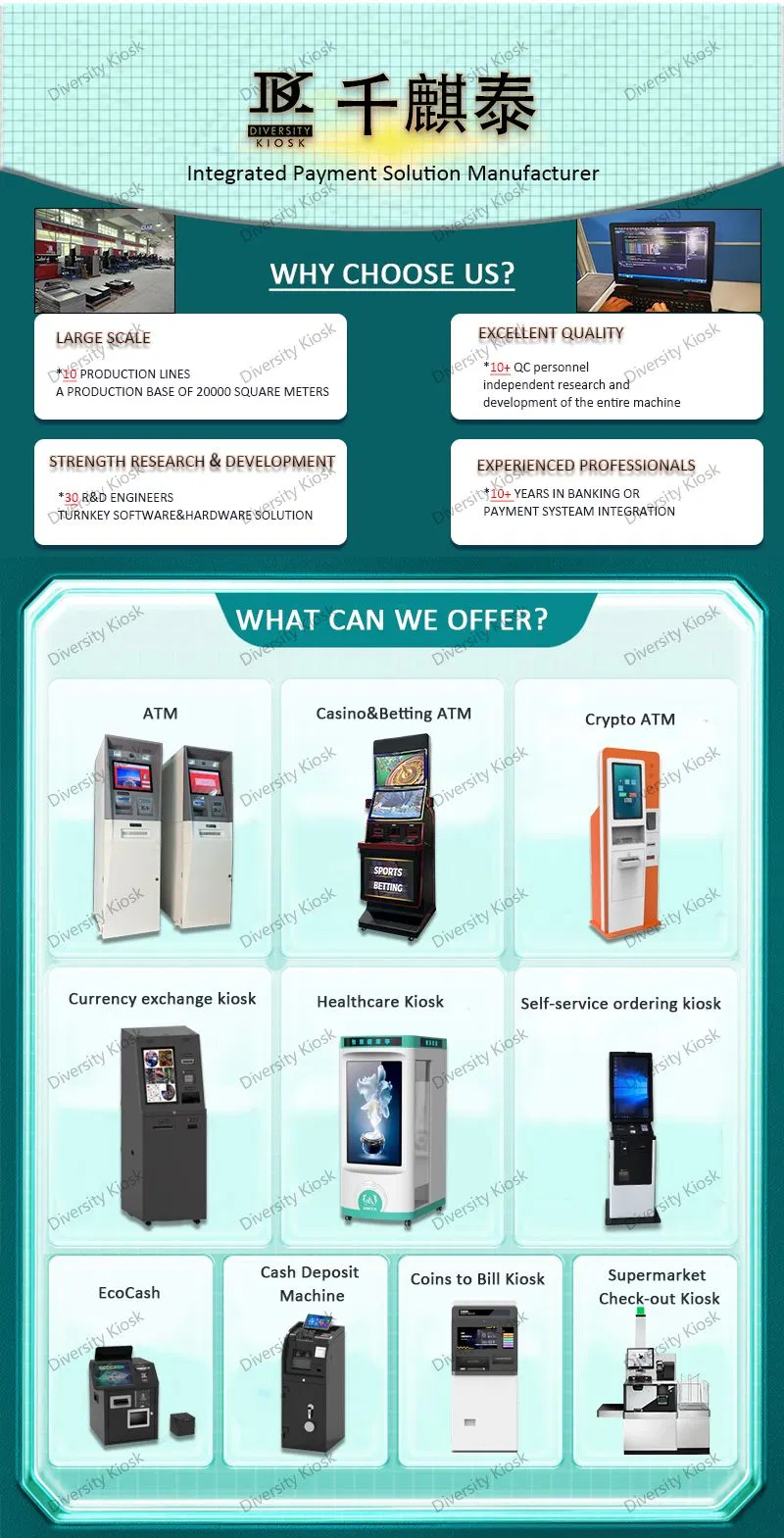 Central Control Internal Safety System Bank ATM Cash Withdrawal and Deposit Self Service Kiosk Anti Hacker Invade