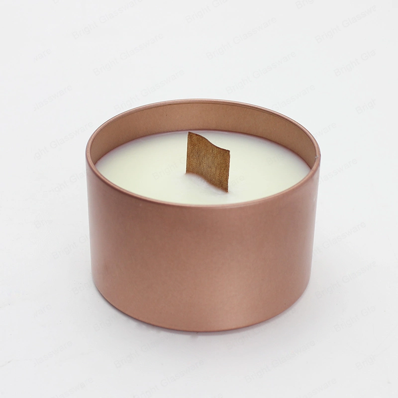 Wholesale Round Shape Rose Gold Aluminum Metal Candle Tin Container