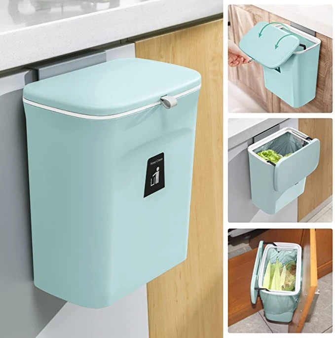 Cross-Border Wholesale Wall-Mounted Trash Can Kitchen Sliding Lid Trash Can Toilet Hanging Creative White Small Trash Can