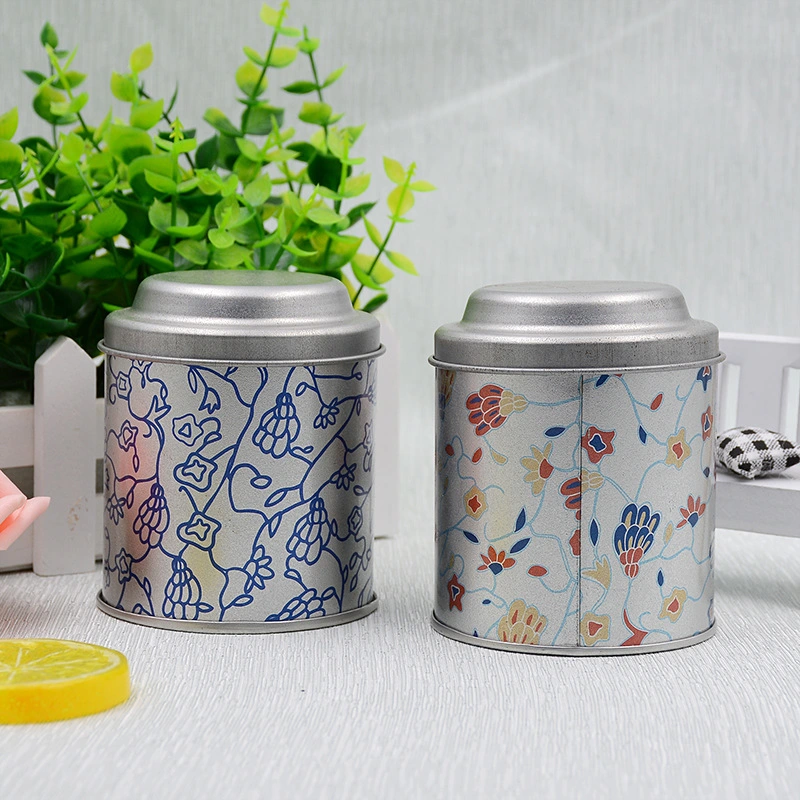 Custom Printed Small Silver Metal Canister Empty Packaging Airtight Tea Tin Cans