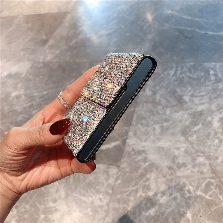 Ea068 Bling Crystal Metal Holder Luxury Diamond Lighter Box Long Wholesale Waterproof Cigarette Tin Case